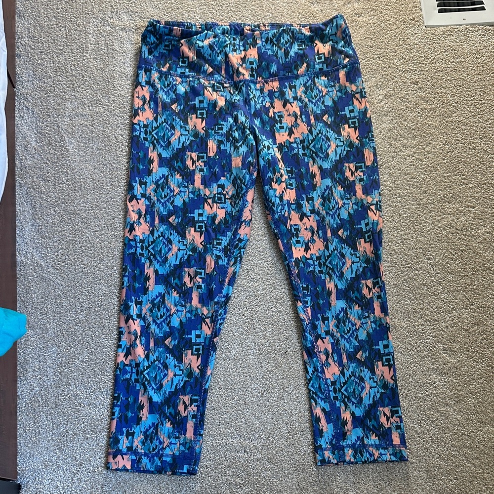 90 Degree By Reflex Blue and Pink Patterned Leggings